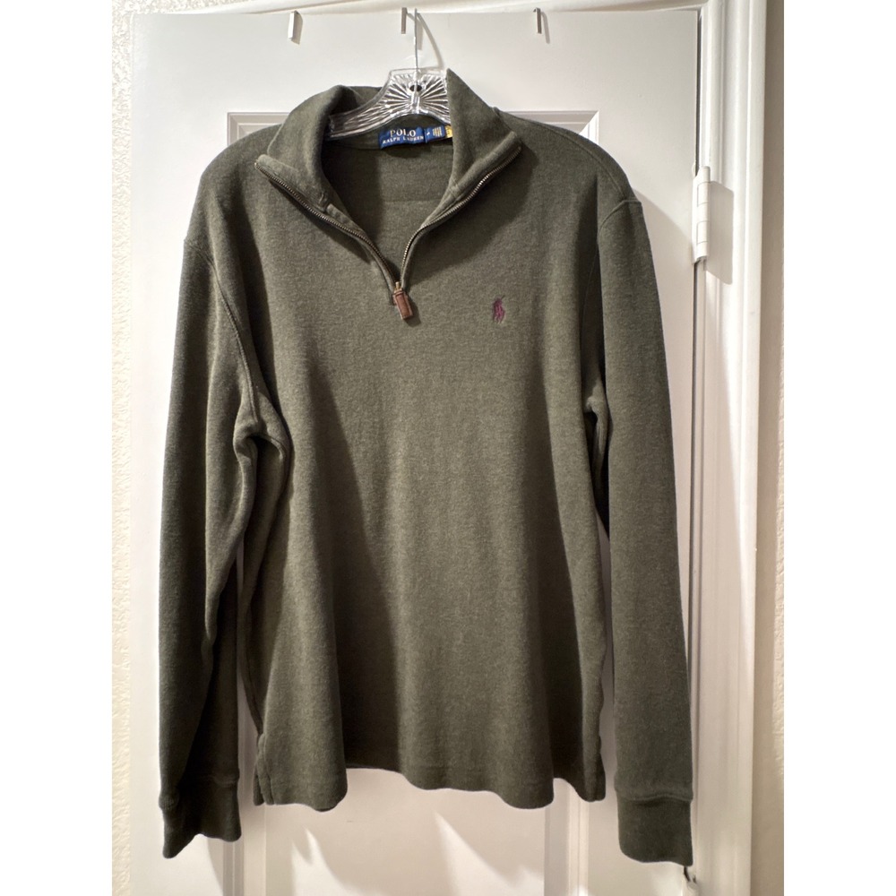 Polo Ralph Lauren Mens Quarter Zip Pullover Sweatshirt Olive Green Size M